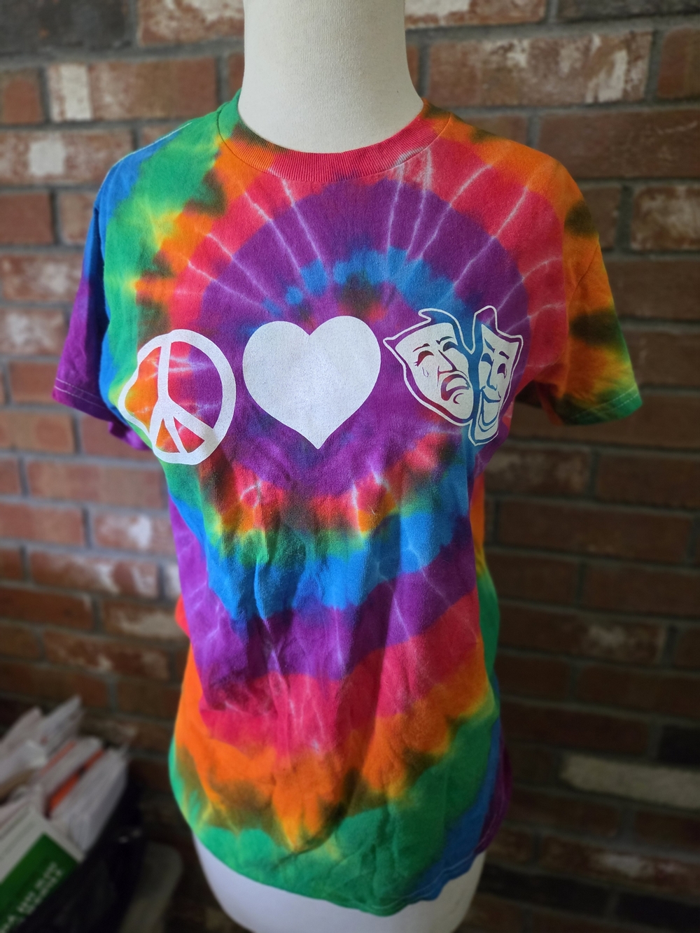 Theater Rainbow Tie-Dye Peace & Heart Graphic Tee